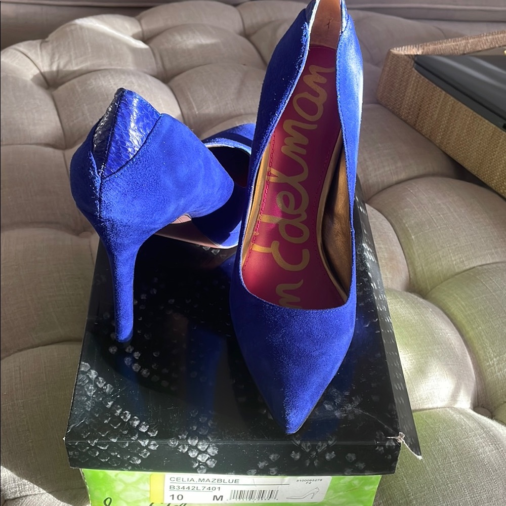Sam Edelman Blue Suede Heels
